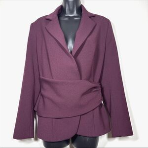 The Fold Collingham Jacket blazer UK  14 US 10 
drape waist stretch maroon